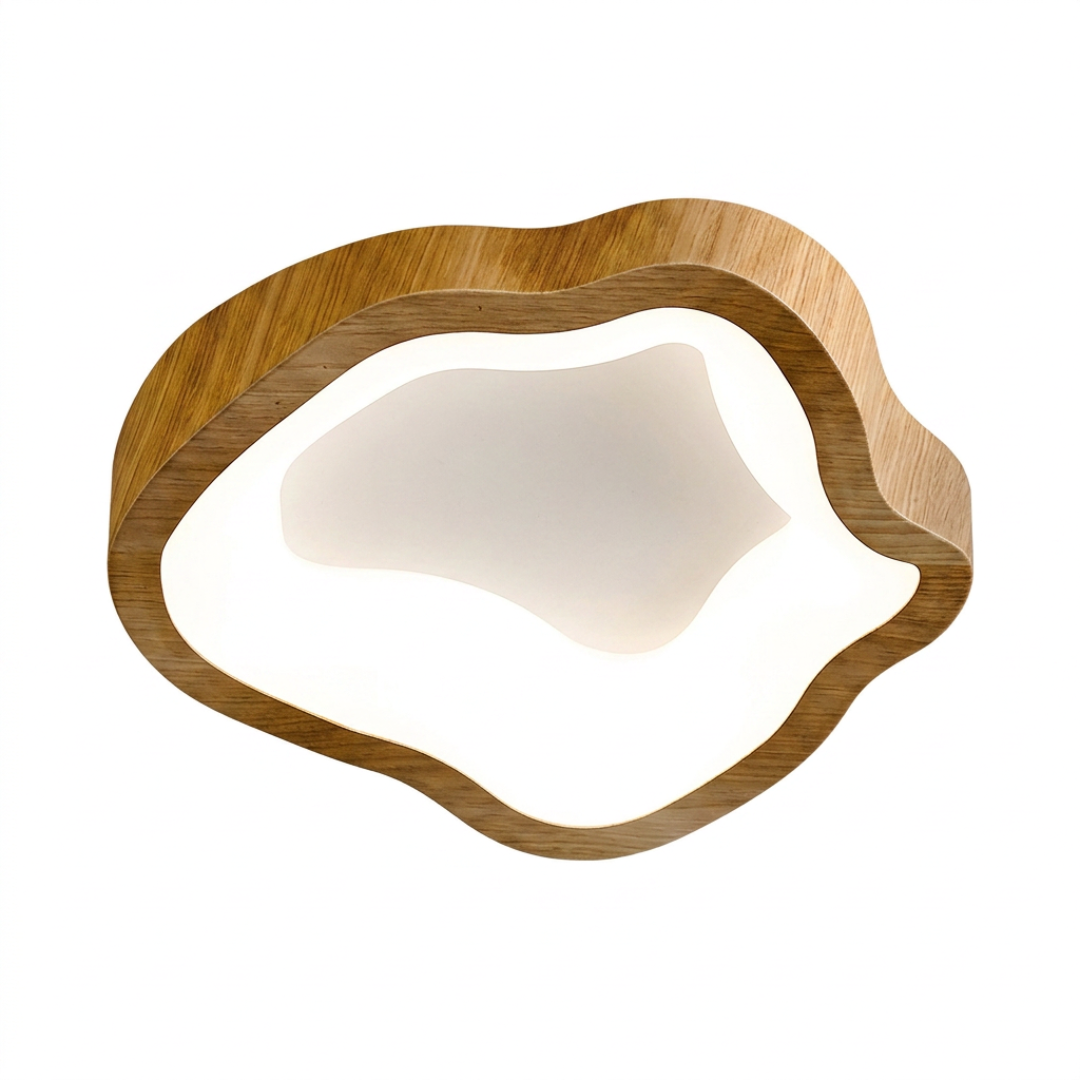 Plafon LED Orgânico Nórdico Wabi-Sabi em Madeira