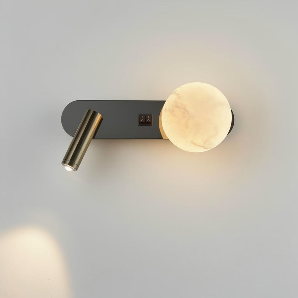 Arandela de Parede Lune Globo e Spot Duplo LED