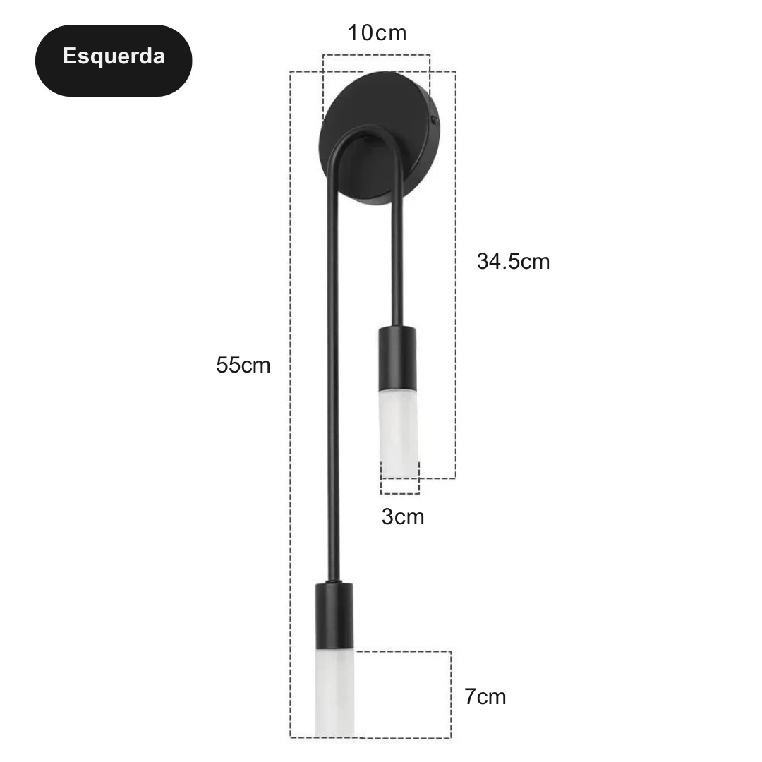 Arandela LED Dourada Minimalista Parede