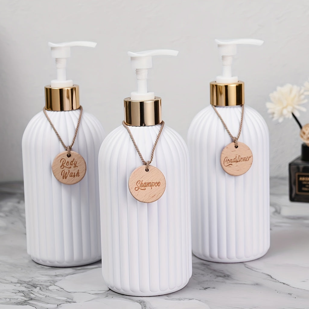 Trio Elegance™ – Dispensadores de Sabonete, Shampoo e Condicionador