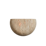 Arandela de Parede em Pedra Natural Travertino com LED Bivolt Formato Meia Lua Satori