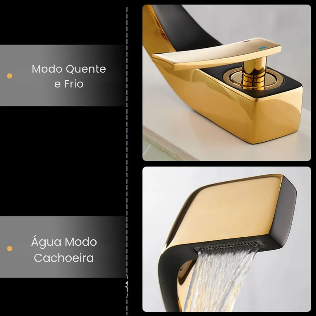 Torneira Misturadora Luxo Pia Banheiro Monocomando Quente e Frio Design Moderno Alta Pressão