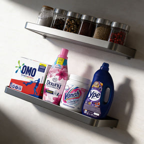 Prateleira Banheiro Porta Shampoo e Toalha Alumínio Preto Fosco Noir Resistente Miabeli