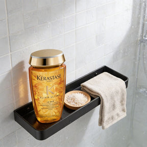 Prateleira Banheiro Porta Shampoo e Toalha Alumínio Preto Fosco Noir Resistente Miabeli