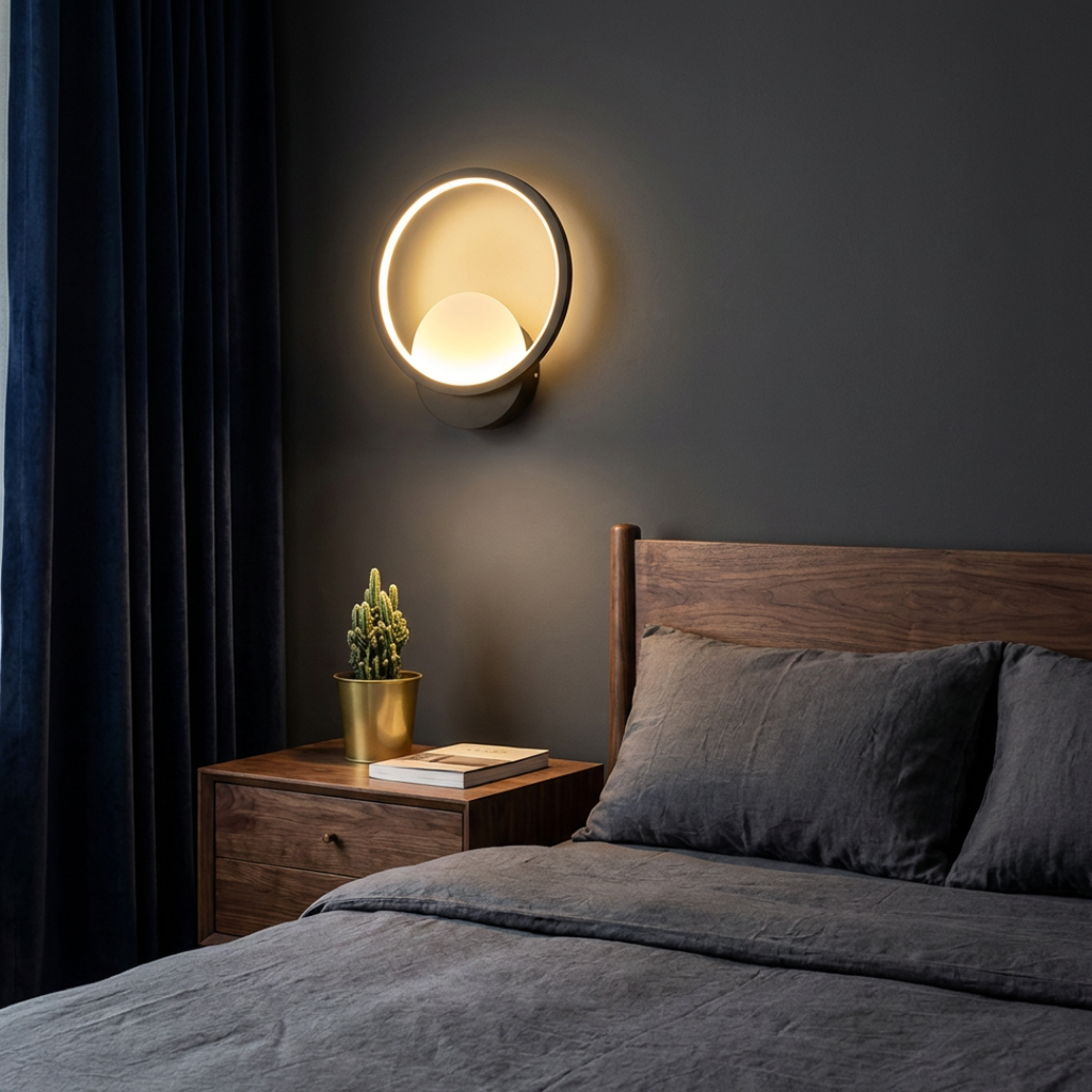 Arandela de Parede LED Circular Interna Bivolt com Difusor Slim para Sala e Quarto Orbe