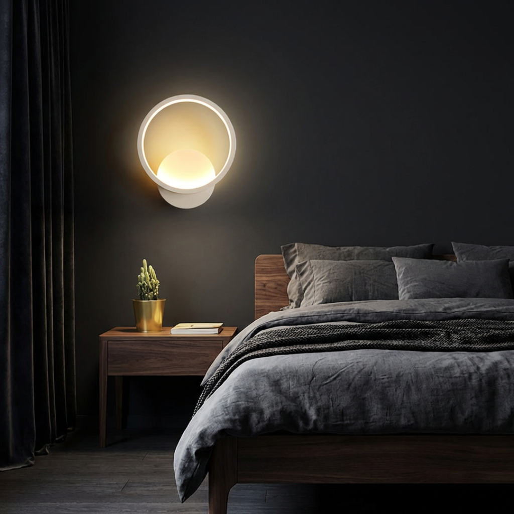 Arandela de Parede LED Circular Interna Bivolt com Difusor Slim para Sala e Quarto Orbe