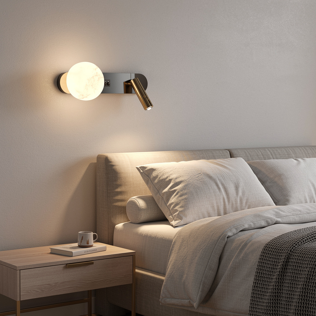 Arandela de Parede Lune Globo e Spot Duplo LED