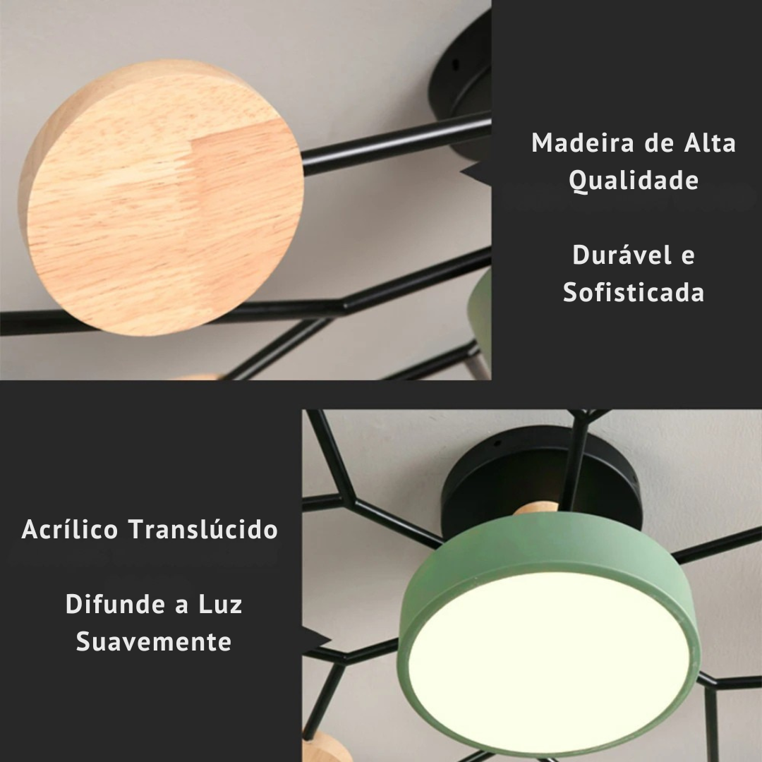 Lustre LED Moderno 6 Lâmpadas Regulável 48W