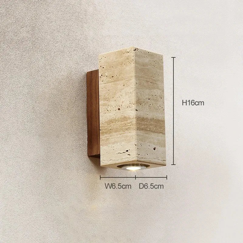 Arandela de Parede Wabi Sabi Efeito Travertino LED Bivolt para Cabeceira e Sala