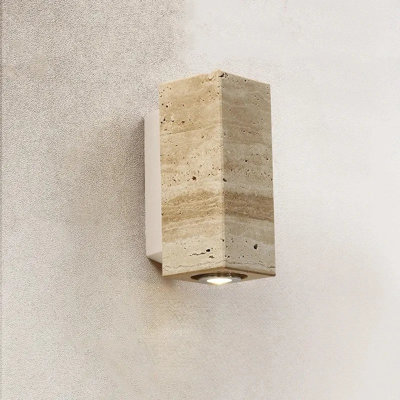 Arandela de Parede Wabi Sabi Efeito Travertino LED Bivolt para Cabeceira e Sala