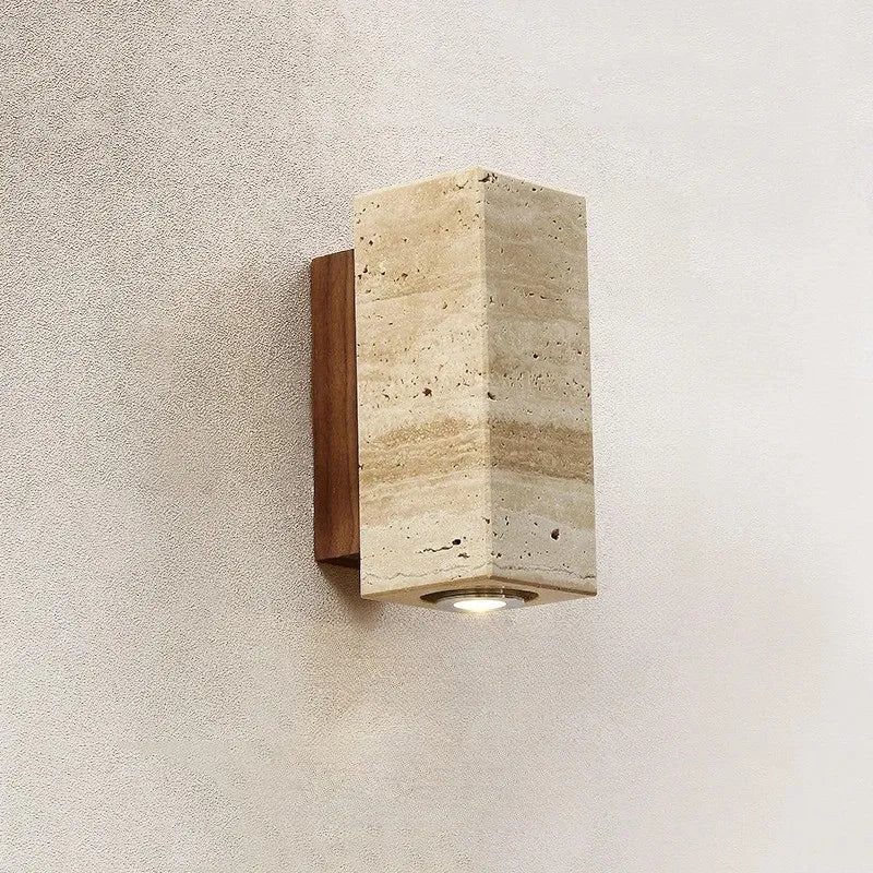 Arandela de Parede Wabi Sabi Efeito Travertino LED Bivolt para Cabeceira e Sala