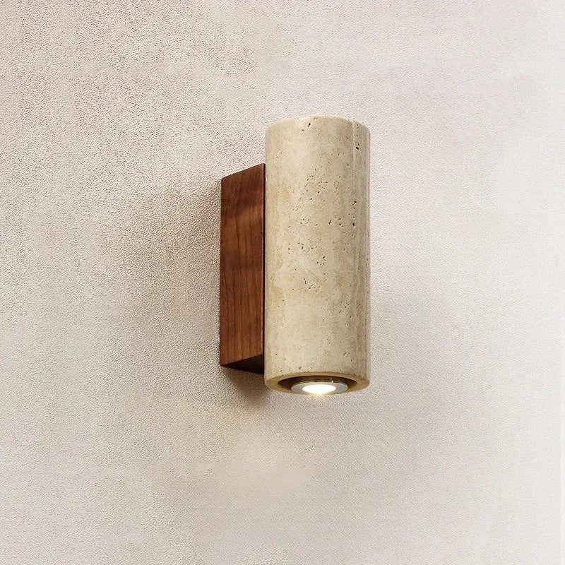 Arandela de Parede Wabi Sabi Efeito Travertino LED Bivolt para Cabeceira e Sala
