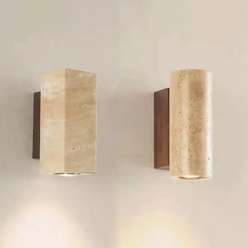 Arandela de Parede Wabi Sabi Efeito Travertino LED Bivolt para Cabeceira e Sala