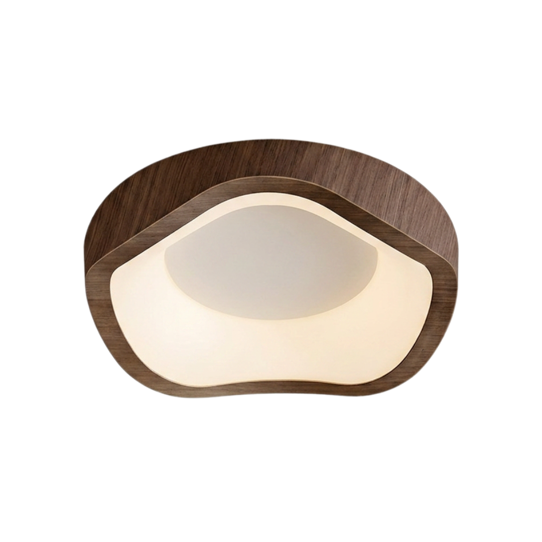Plafon LED Orgânico Nórdico Wabi-Sabi em Madeira