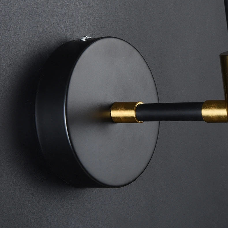 Arandela de Parede Haste Vertical Globo Metal Preto Dourado G9 70cm Bivolt Noirline