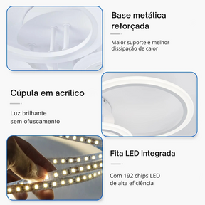Lustre LED Moderno Anel Regulável