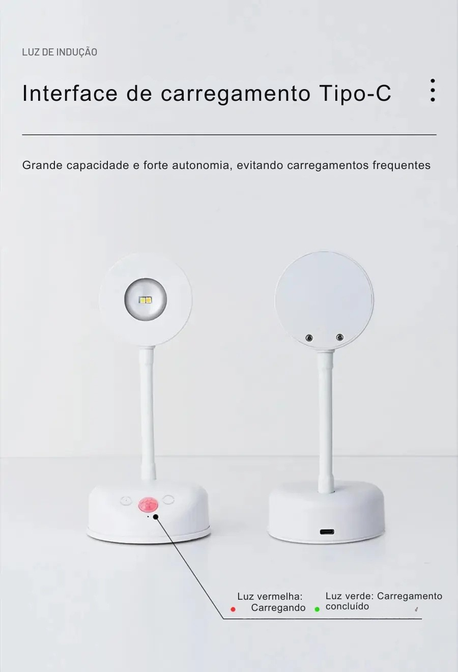 Luz Noturna LED Sensor de Movimento com Controle Remoto USB Parede Mesa Quarto Cozinha Sem Fio