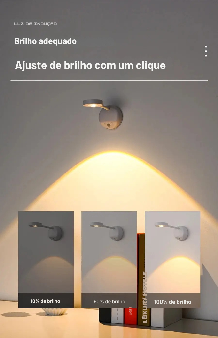 Luz Noturna LED Sensor de Movimento com Controle Remoto USB Parede Mesa Quarto Cozinha Sem Fio