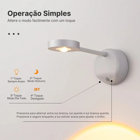 Luz Noturna LED Sensor de Movimento com Controle Remoto USB Parede Mesa Quarto Cozinha Sem Fio