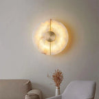 Arandela de Parede Redonda Alabastro Espanhol LED Branco Quente 20cm Lua Nova