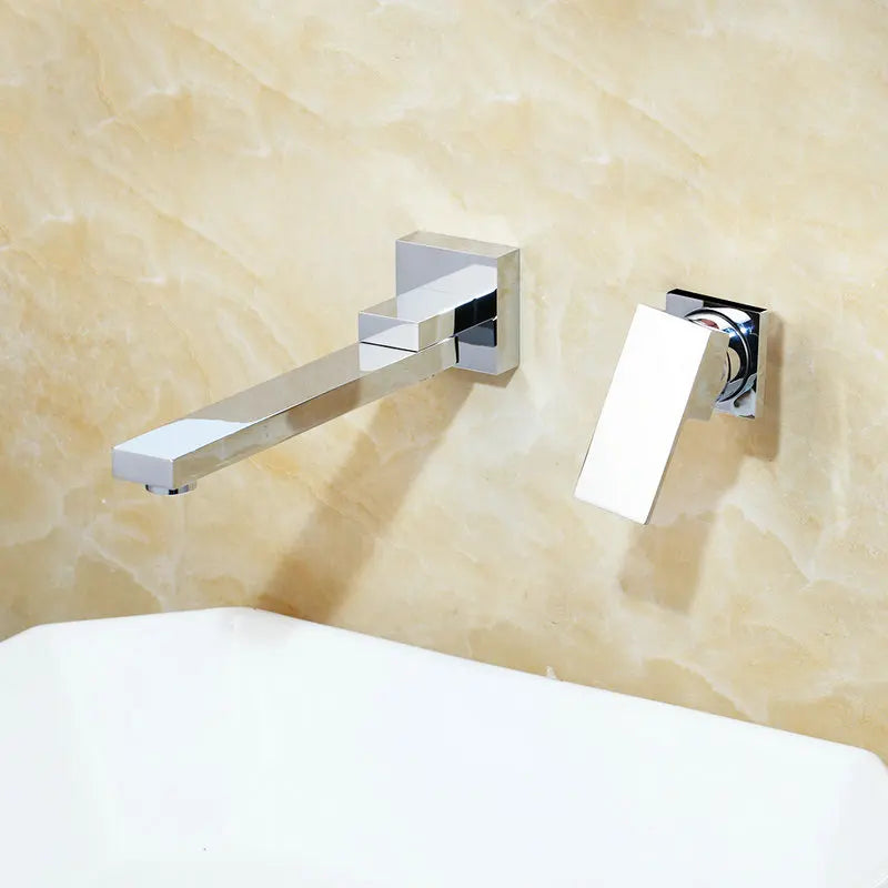 Torneira de Parede com Misturador para Banheiro Agua Quente e Fria 21,5cm Valvula Ceramica Bico Giratório 360 Visen