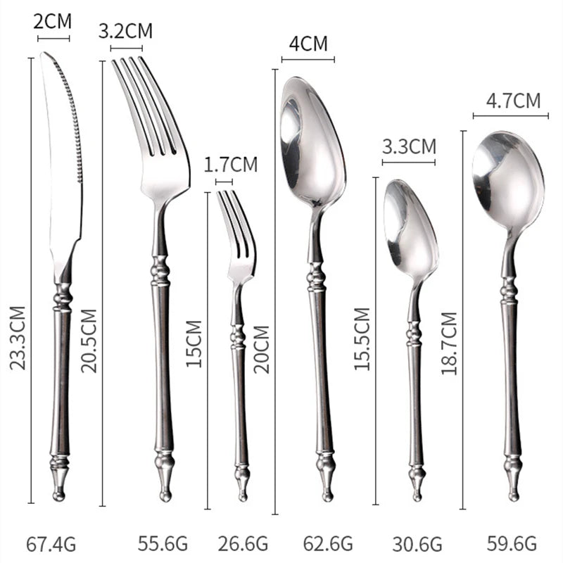 Conjunto de Talheres de Luxo Inox Vintage