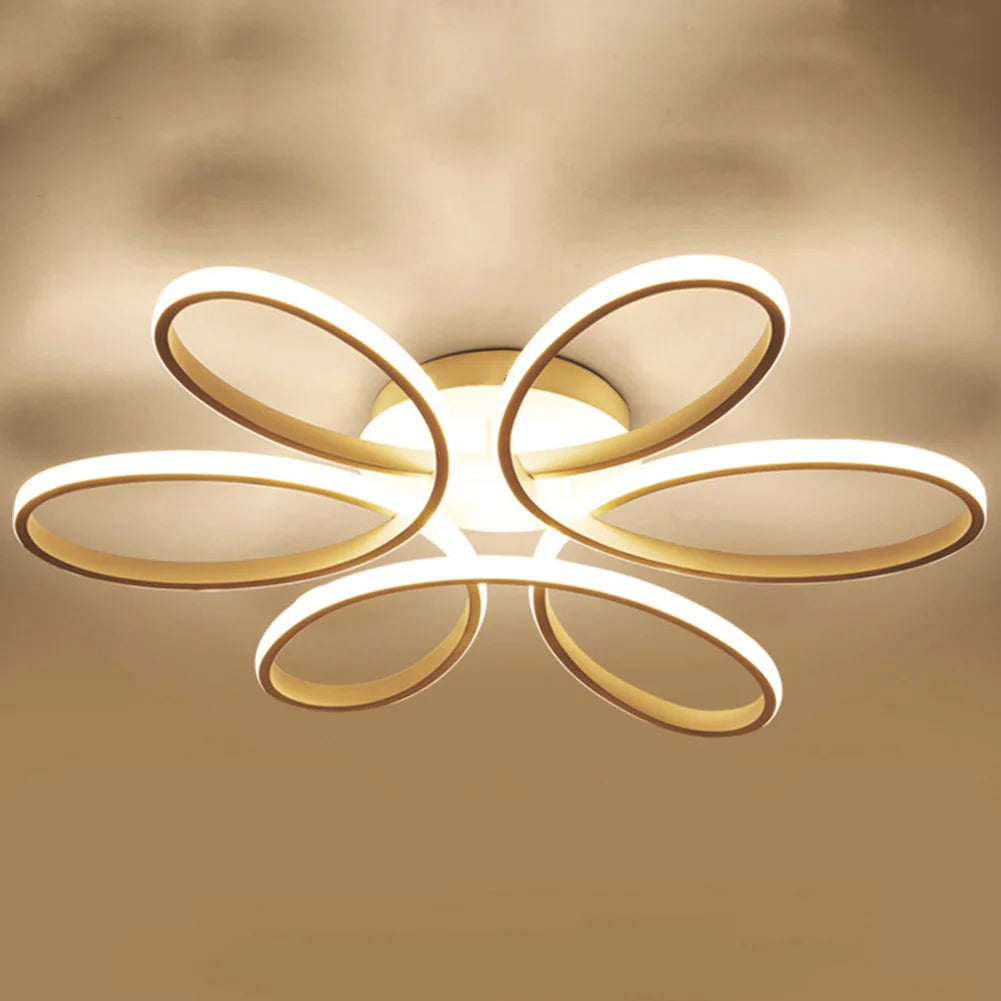 Lustre de Teto LED Flor 6 Petalas 3 Tons Dimerizavel para Sala e Quarto Petale