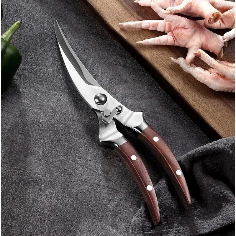 Tesoura de Cozinha Corta Tudo Multiuso Aço Inox Cabo Madeira Miabeli
