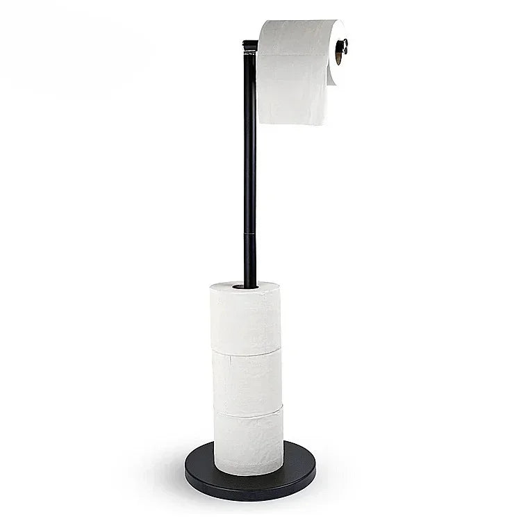 Porta Papel Higienico de Chao em Aco Inox Preto Fosco Design Minimalista Orin Miabeli