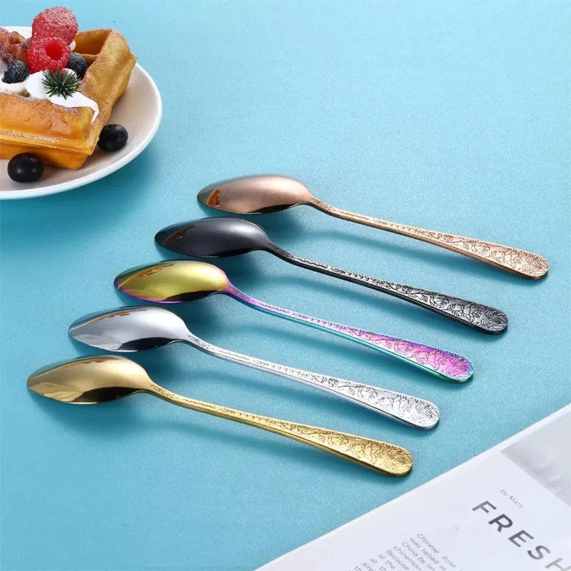 Conjunto de Talheres em Aço Inoxidável Preto Fosco com Relevo Luxo