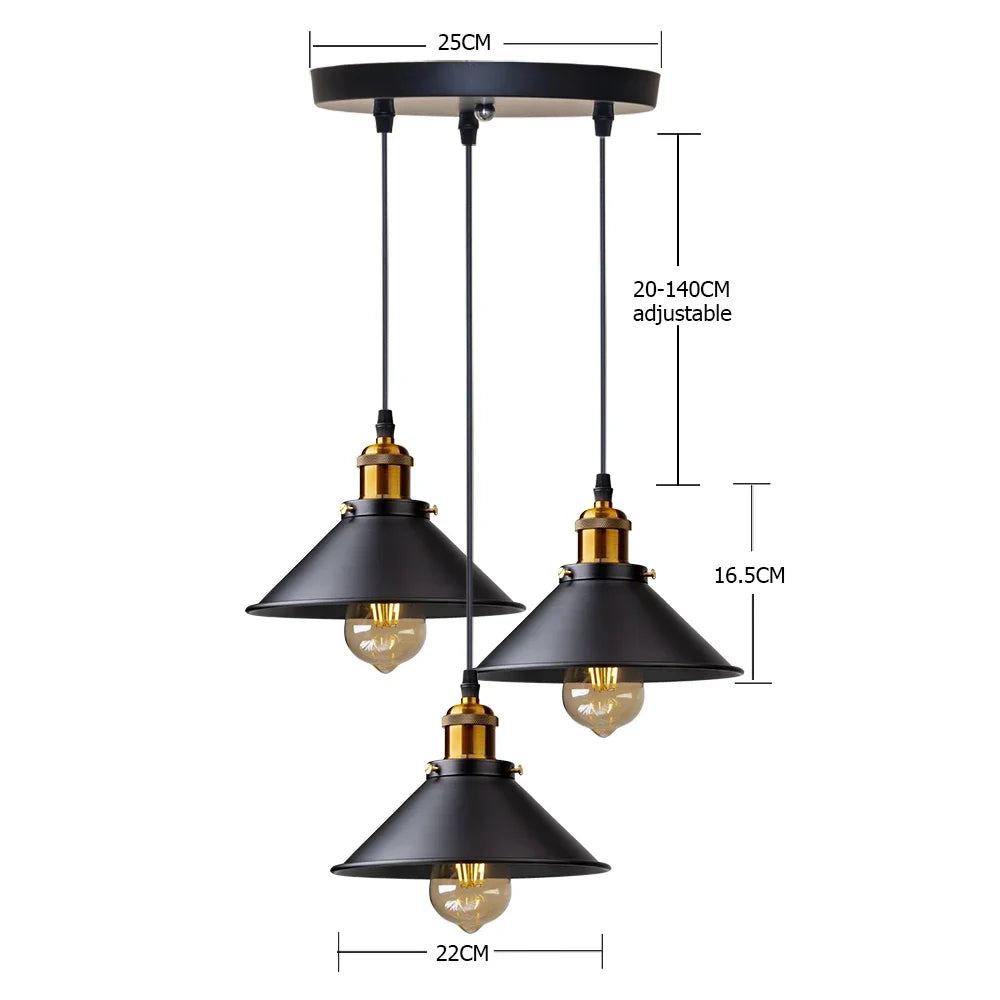 Luminária Pendente Vintage Industrial Retrô em Ferro para Cozinha Sala Loft Restaurante