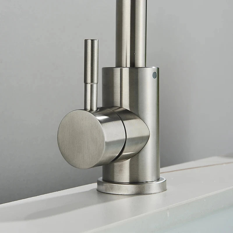 Torneira Misturador Monocomando Aco Inox 304 Acabamento Escovado para Banheiro Leva