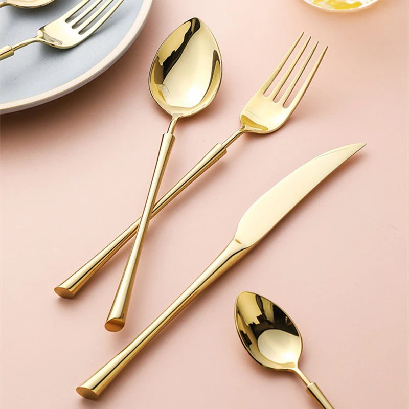Conjunto de Talheres Dourado Inox Fino Miabeli