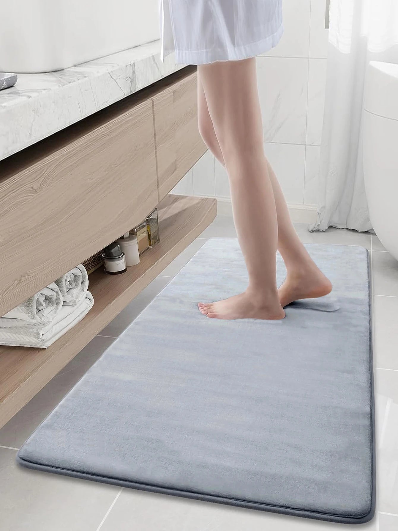 Tapete para Banheiro Antiderrapante Absorvente Veludo Secagem Rapida Serene