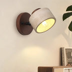 Arandela de Parede Giratória Wabi Sabi Travertino e Madeira LED Âmbar