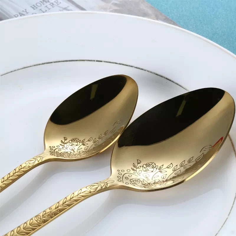 Conjunto de Talheres em Aço Inoxidável Preto Fosco com Relevo Luxo