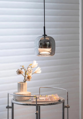 Luminária Nórdica Pendente de Vidro Fumê Luxo