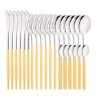 Conjunto de Talheres Lavanda Gold – 24 Peças com Toque Pastel
