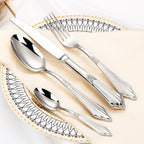 Conjunto Versailles 24pcs – Talheres de Aço Inox Prateado com Detalhes Clássicos