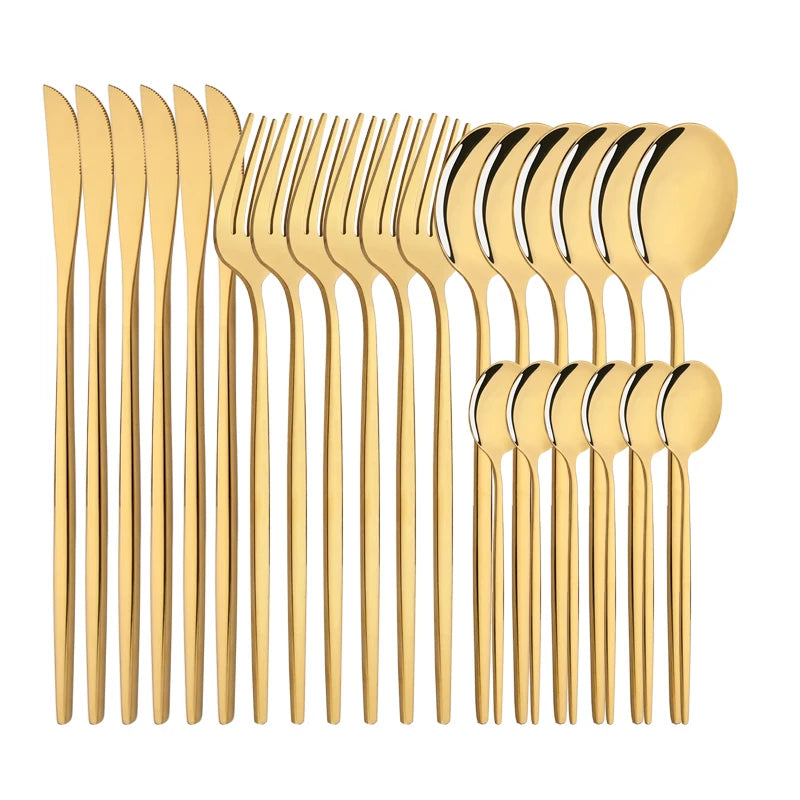 Conjunto de Talheres Lavanda Gold – 24 Peças com Toque Pastel