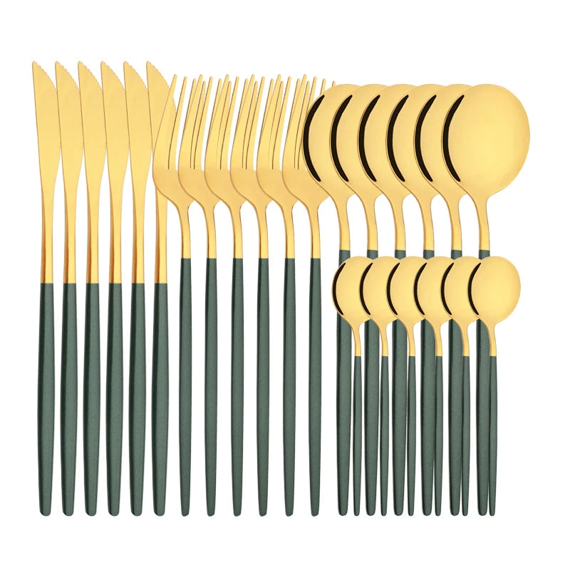 Conjunto de Talheres Lavanda Gold – 24 Peças com Toque Pastel