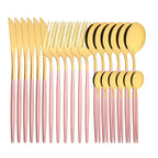 Conjunto de Talheres Lavanda Gold – 24 Peças com Toque Pastel