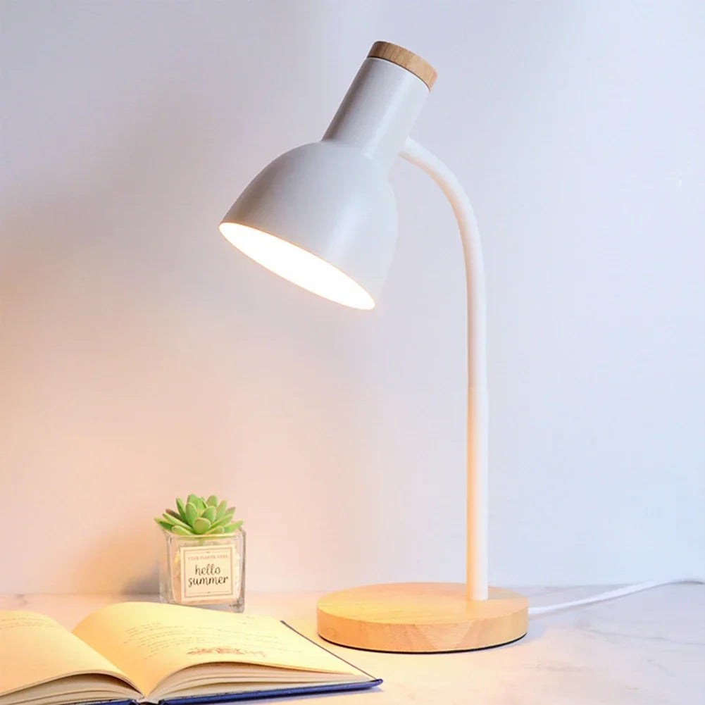 Luminária de Mesa LED Nordic Base em Madeira