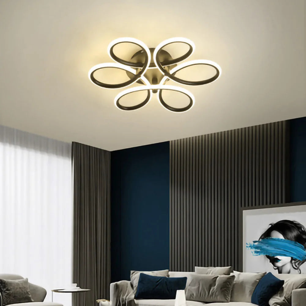 Lustre de Teto LED Flor 6 Petalas 3 Tons Dimerizavel para Sala e Quarto Petale