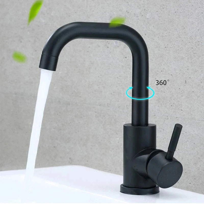 Torneira Misturador Monocomando Aco Inox 304 Acabamento Escovado para Banheiro Leva