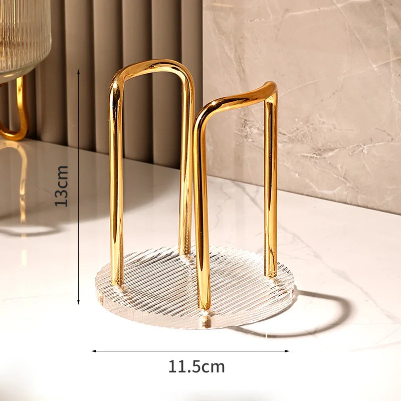 Suporte Organizador de Copos Luxo Acrílico Dourado