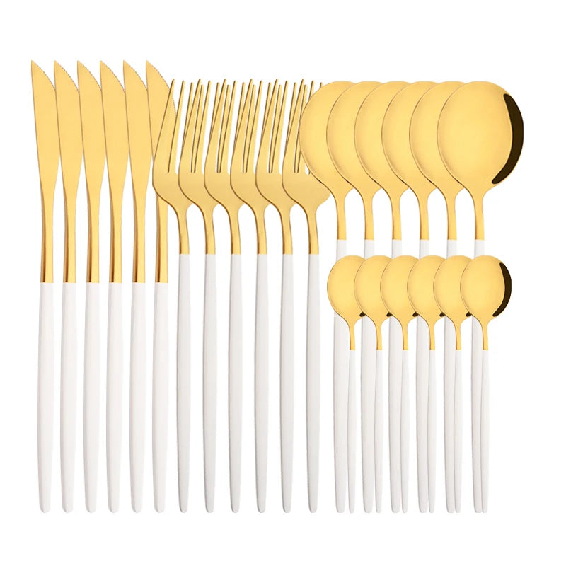 Conjunto de Talheres Lavanda Gold – 24 Peças com Toque Pastel