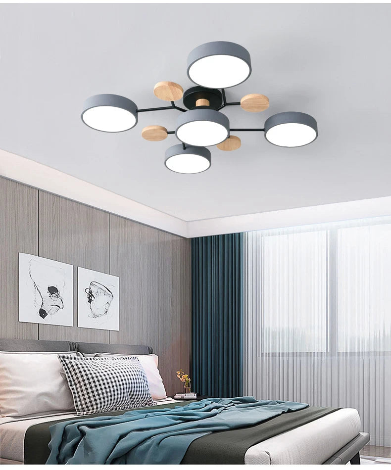 Lustre LED Moderno 6 Lâmpadas Regulável 48W