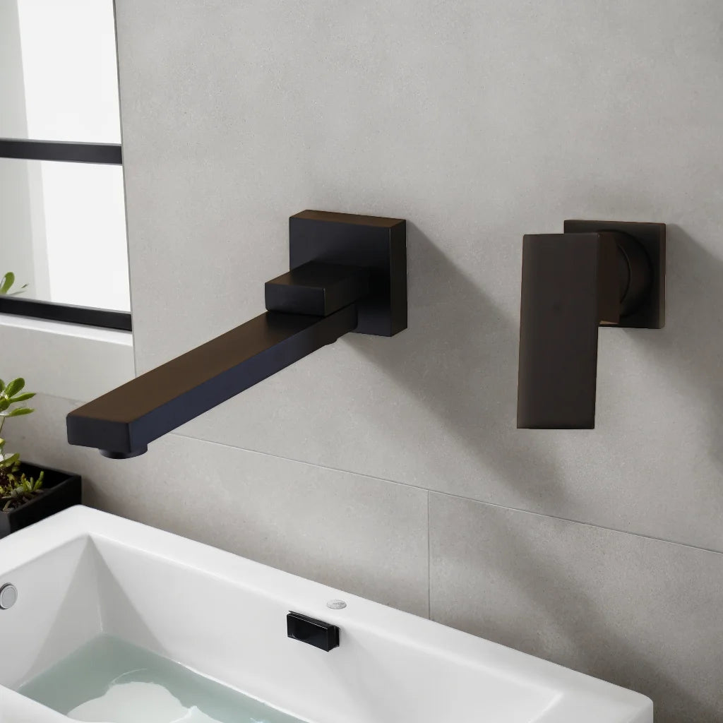 Torneira de Parede com Misturador para Banheiro Agua Quente e Fria 21,5cm Valvula Ceramica Bico Giratório 360 Visen