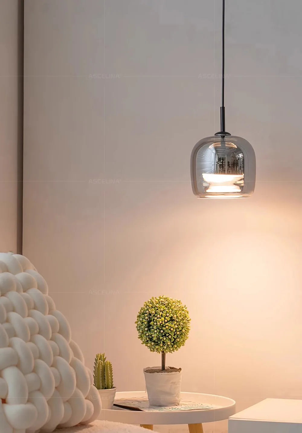 Luminária Nórdica Pendente de Vidro Fumê Luxo